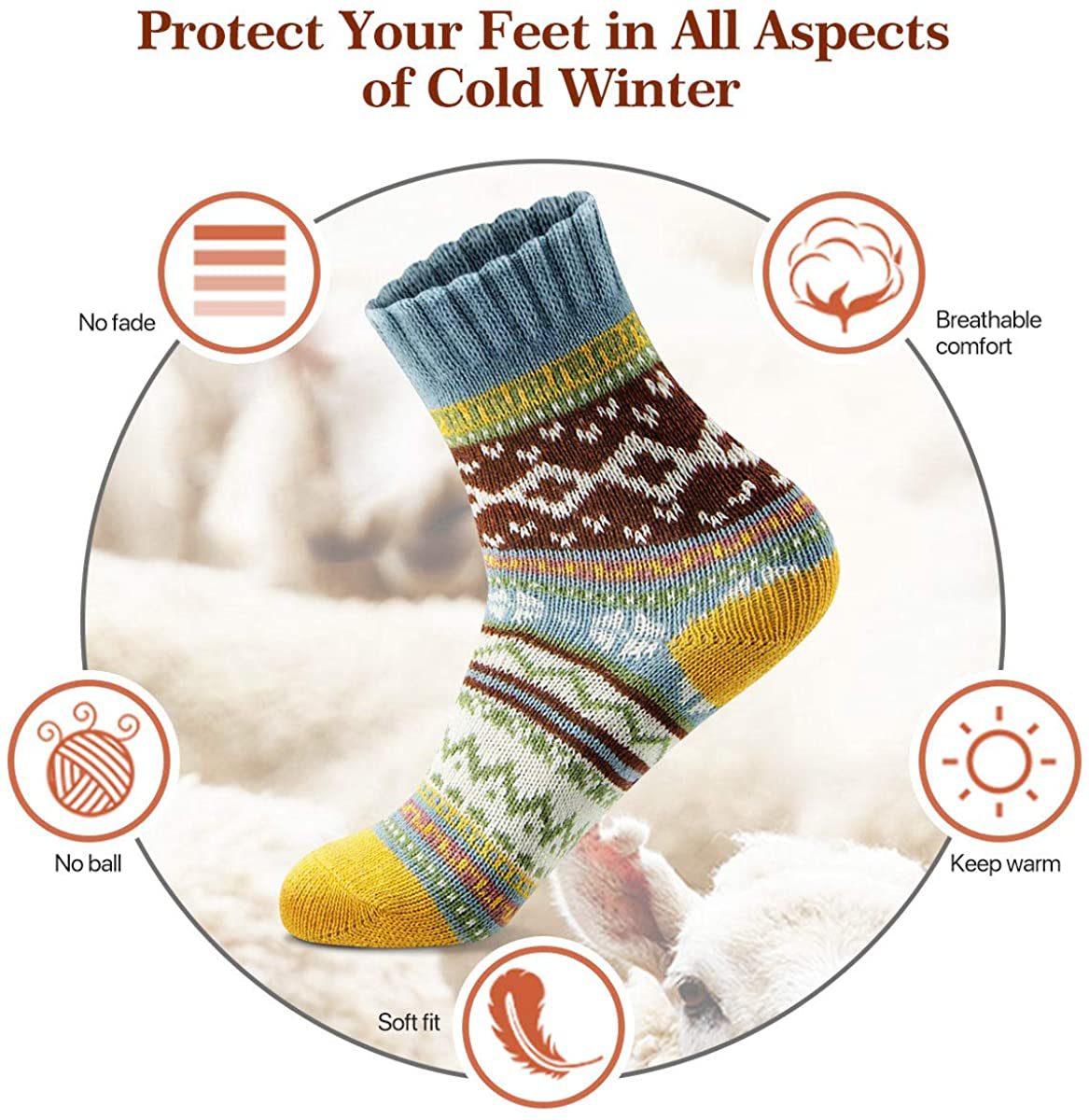 Women Socks Winter Women Socks Warm Thick Soft Wool Socks Christmas Gift Socks for Women Cozy Crew Socks