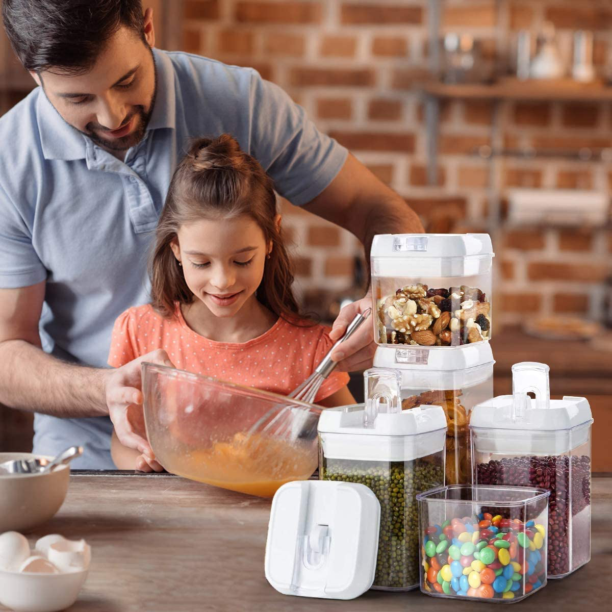 HOMESTO Airtight Food Storage Container Set - BPA-Free - Kitchen Pantry Organization for Flour, Cereal with Improved Lids (7 Piece)