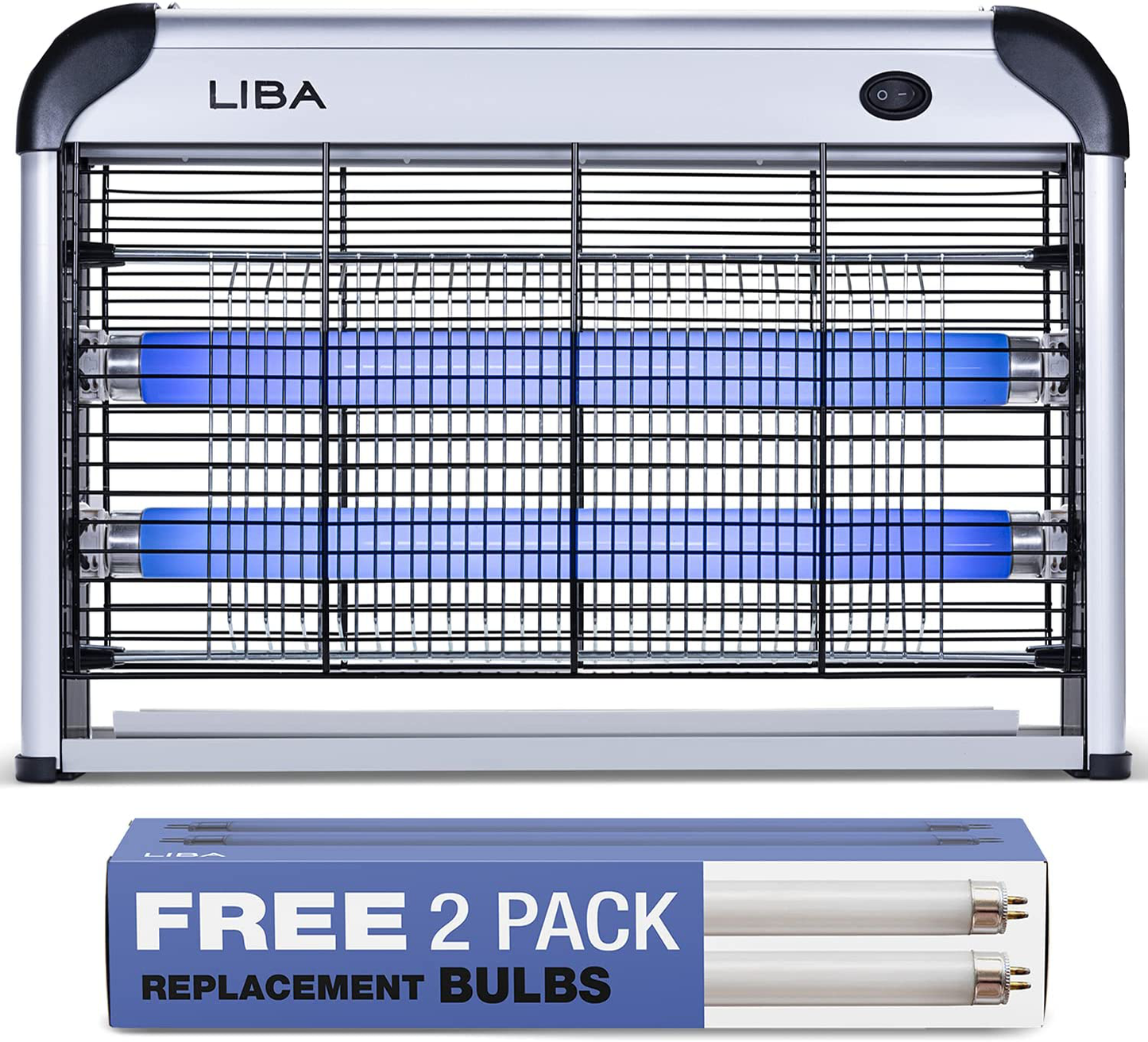 LiBa Zapper Electric Indoor Zapper Powerful 2800V Grid (2-Pack) - 4 Extra Replacement Bulbs