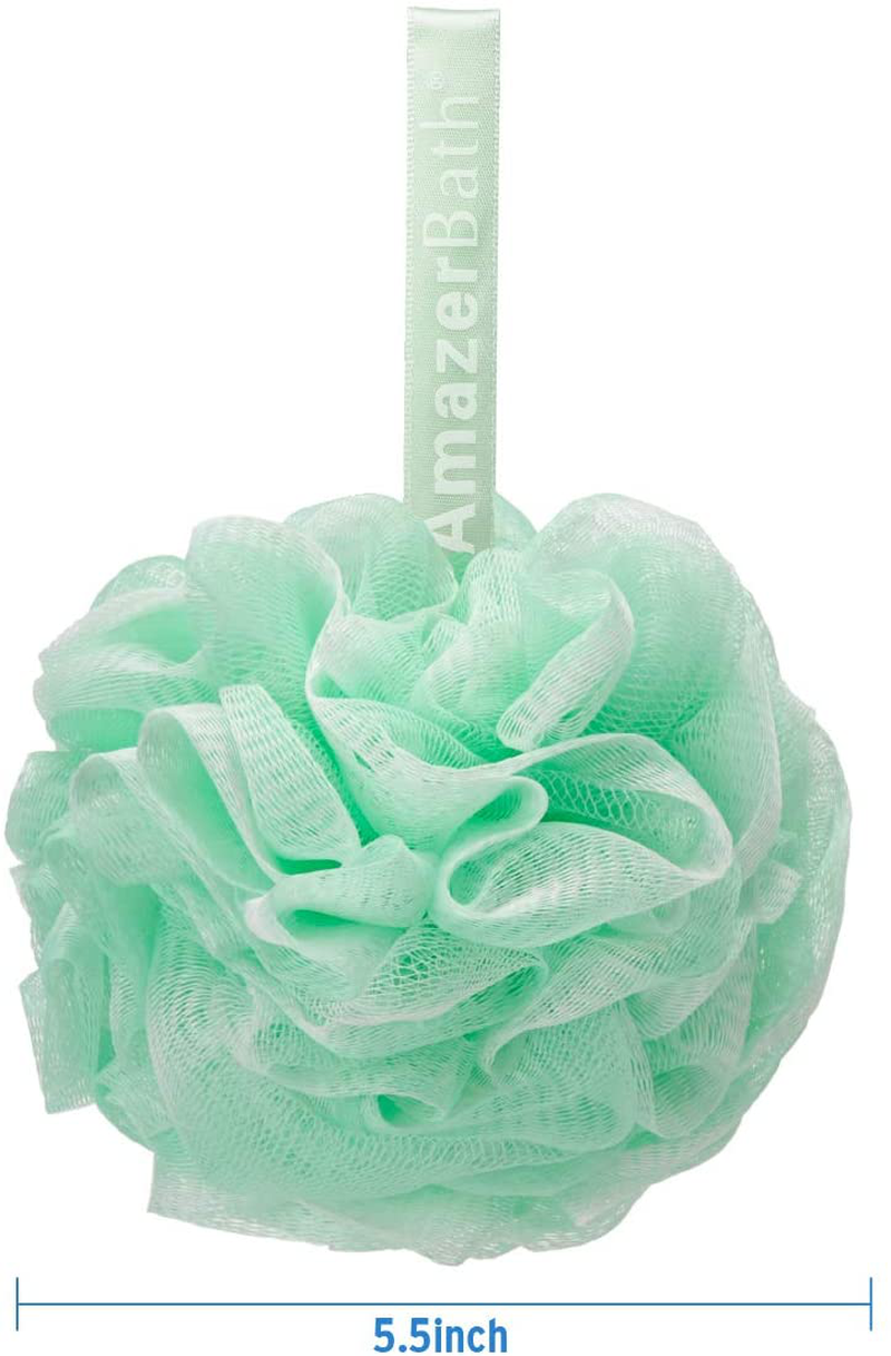 AmazerBath Shower Bath Sponge Shower Loofahs Balls Body Wash Bathroom Men Women- Set of 4