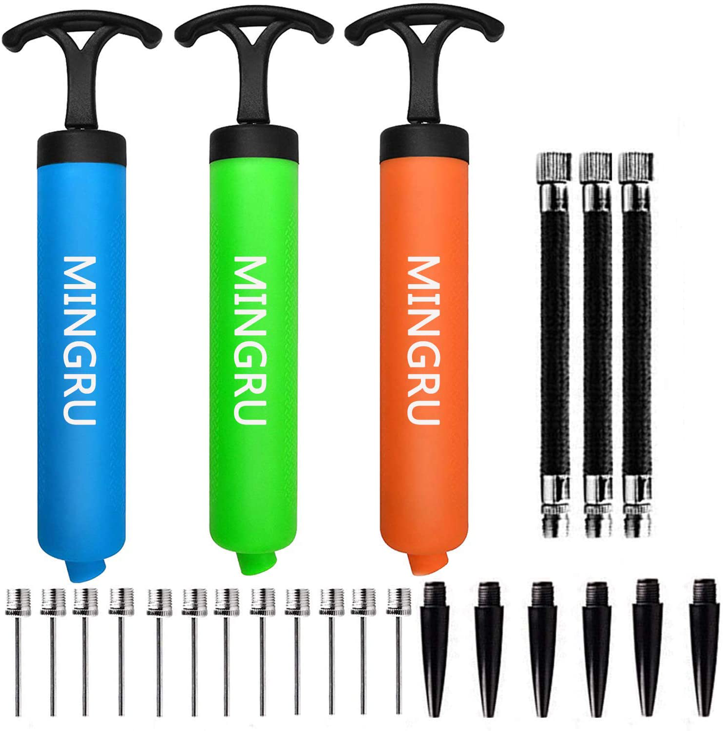 MINGRU Ball Pump for Basketball, Soccer, Volleyball, Rugby, Water Polo Ball & Other Inflatables Air Pump, Needles and Nozzles Included