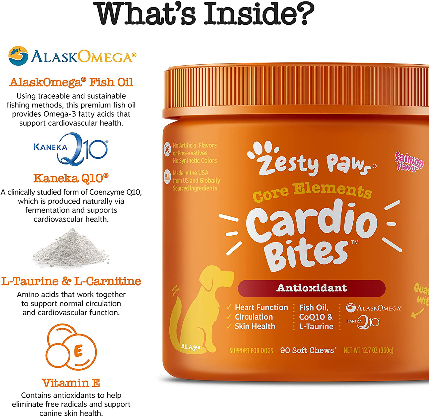 Zesty Paws Cardiovascular Soft Chews for Dogs - with AlaskOmega Fish Oil with Omega 3 Fatty Acids