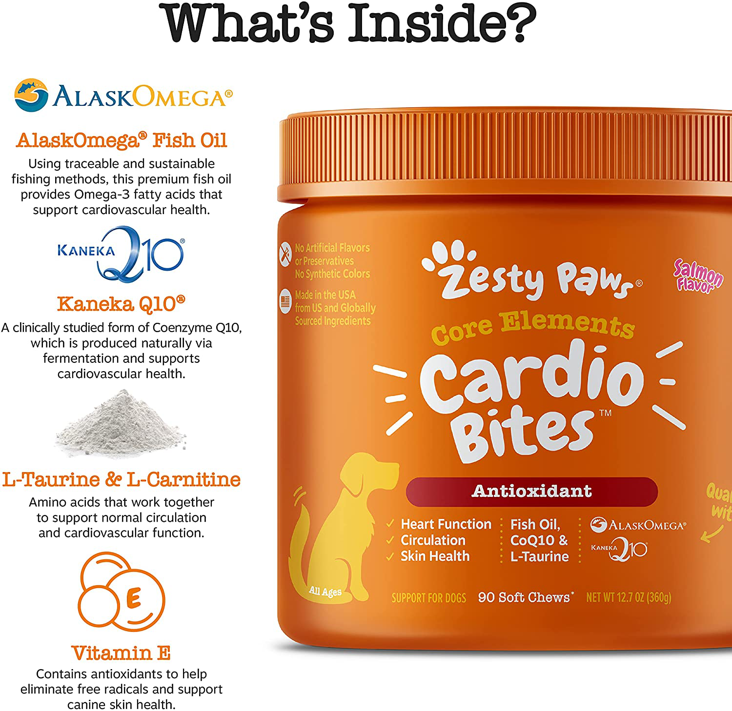 Zesty Paws Cardiovascular Soft Chews for Dogs - with AlaskOmega Fish Oil with Omega 3 Fatty Acids