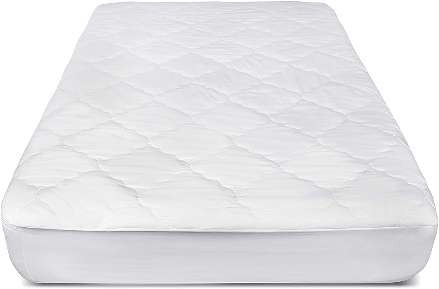 Micropuff Full Mattress Pad Cover Fitted Quilted - Plush Down Alternative Fiber Fill, Breathable Bed Pad - Deep Pocket Stretches up to 15" (Full Size 54x75)