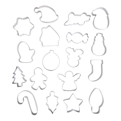 18 Piece Silver Stainless Steel Cookie Cutter Set