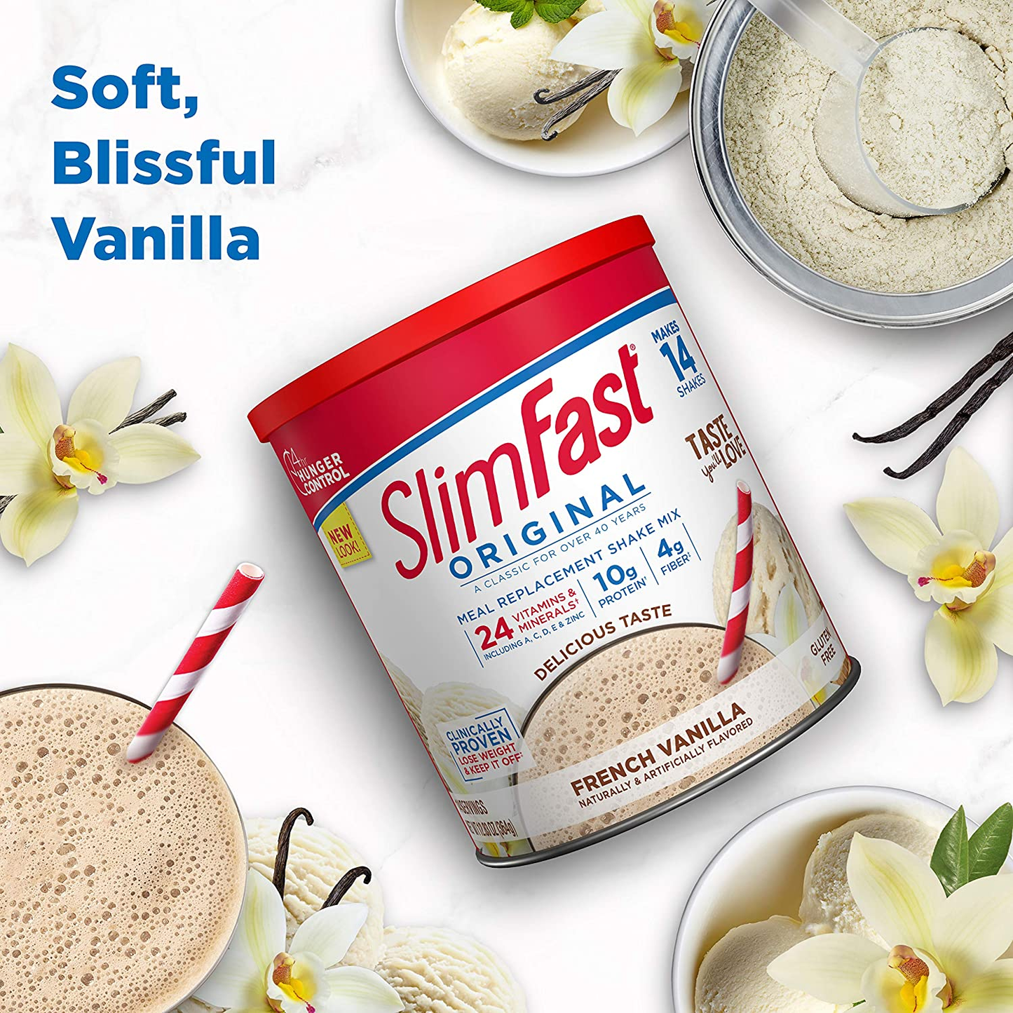 Slimfast Meal Replacement Powder, Original French Vanilla, Weight Loss Shake Mix, 10G of Protein, 14 Servings