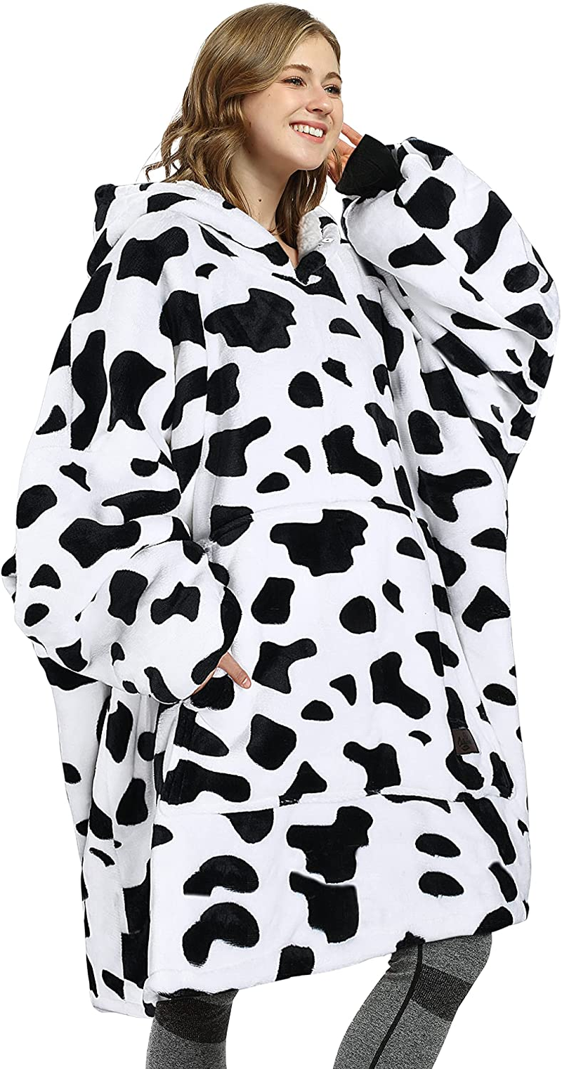 Oversized Wearable Blanket Hoodie Sweatshirt, Comfortable Sherpa Lounging Pullover for Adults