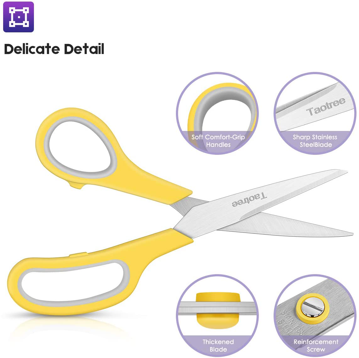 Scissors, Taotree 8" Multipurpose Scissor Bulk Pack Stainless Steel Sharp Scissors for Office Home General Use
