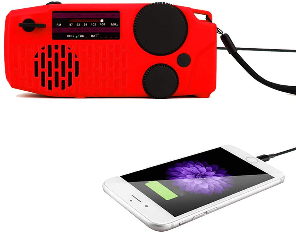 Portable Solar Emergency Hand Crank AM FM NOAA Weather Radio for Home Outdoor with LED Flashlight, 2000mAh Power Bank USB Charger, SOS Alarm,Battery Display