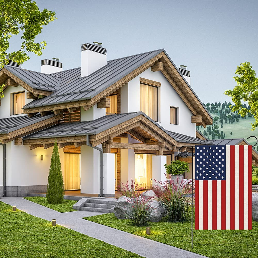 American Flag Double Sided American Flag Garden Flag Thick Weatherproof Burlap 4Th of July Garden Flag US Garden Flag Perfect Decor for Outdoor Yard Porch Patio Farmhouse Lawn, 12 X 18 Inch
