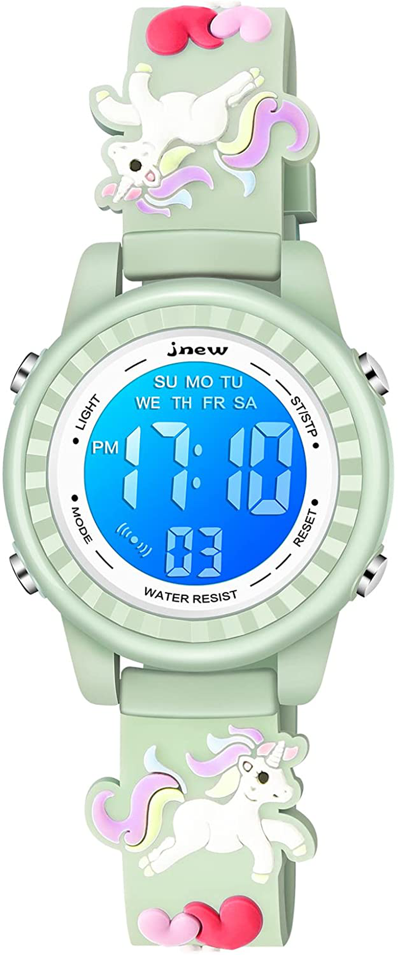 Venhoo Kids Watches 3D Cartoon Waterproof 7 Color Lights Toddler Wrist Digital Watch with Alarm Stopwatch for 3-10 Year Girls Little Child