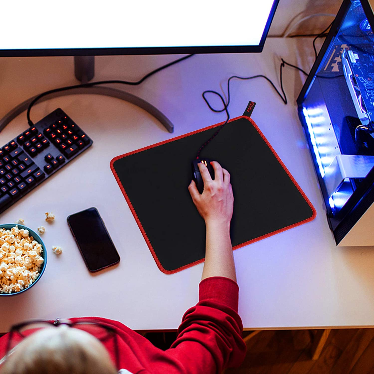 Psitek Mouse Pad 3 Pack 10X8.5 Inches Laptop Gaming Mousepad Waterproof Cloth Surface