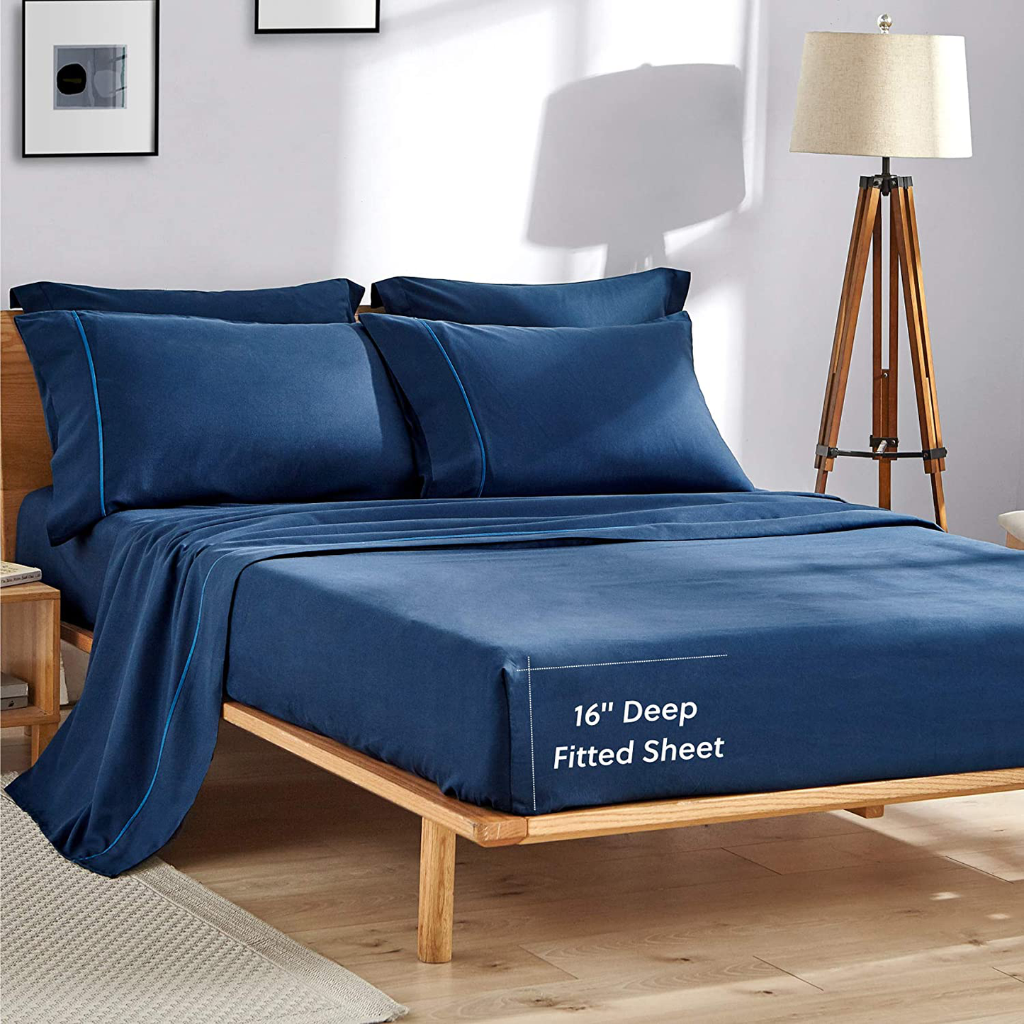 Bedsure Deep Pocket Twin Sheets Set for Kid Soft Brushed Microfiber, Wrinkle and Fade Resistant Single Bed Sheets