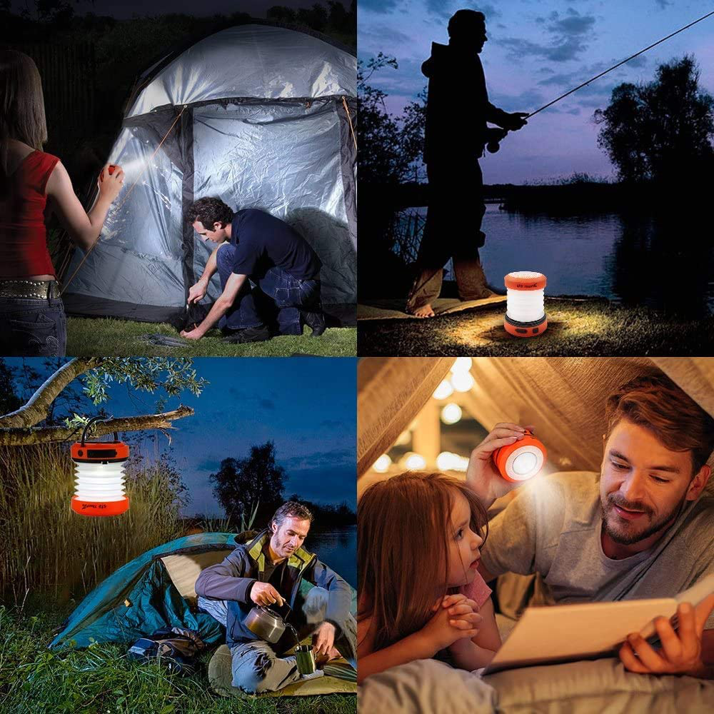 Thorfire LED Camping Lantern Lights Hand Crank USB Rechargeable Lanterns Collapsible Mini Flashlight Emergency Torch Night Light Tent Lamp for Camping Hiking Tent Garden Patio - Cl01(Orange)