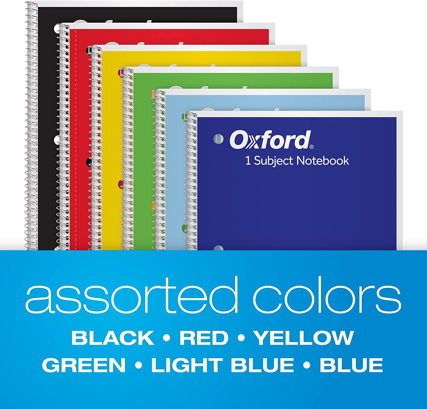 Oxford Spiral Notebook 6 Pack, 1 Subject, Collage/Wide Ruled Paper, 8 X 10-1/2 Inch, 70 Sheets
