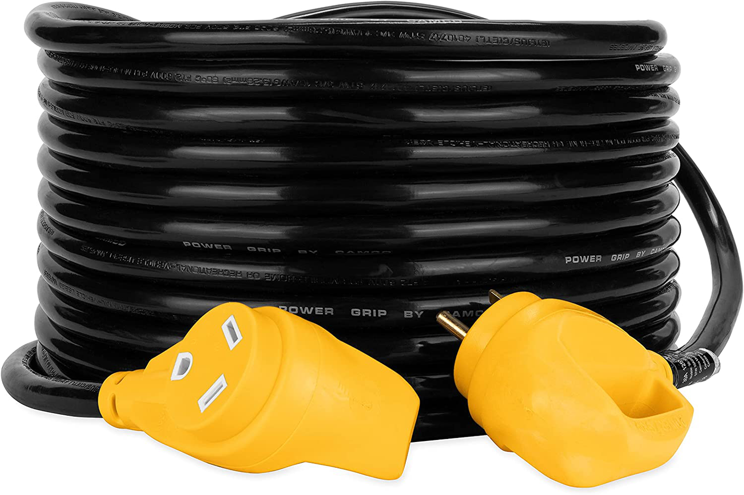 Camco 50' PowerGrip Heavy-Duty Outdoor 30-Amp Extension Cord for RV and Auto | Allows for Additional Length to Reach Distant Power Outlets