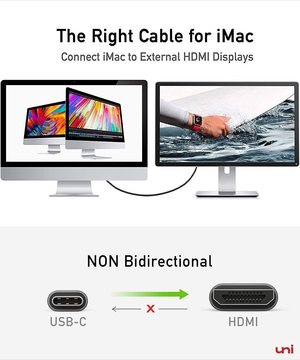 USB C to HDMI Cable for Home Office Compatible with MacBook Pro 2020/2019, MacBook Air/iPad Pro 2020, Surface Book 2, Galaxy S20 and More
