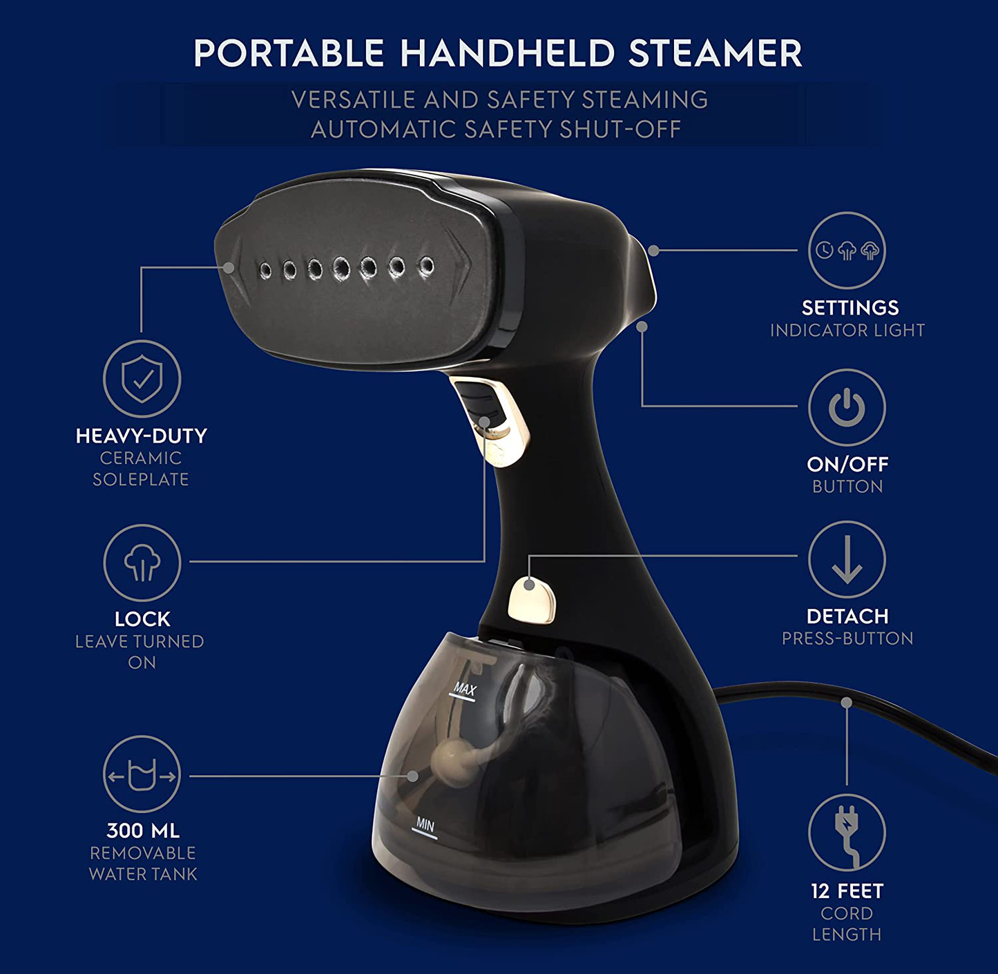Electrolux Portable Handheld Garment & Fabric Steamer, 1500 Watt, Quick Heat Ceramic Plate Steam Nozzle, 2-in-1 Fabric Wrinkle Remover and Clothes Iron, with Cloth Brush and Lint Brush