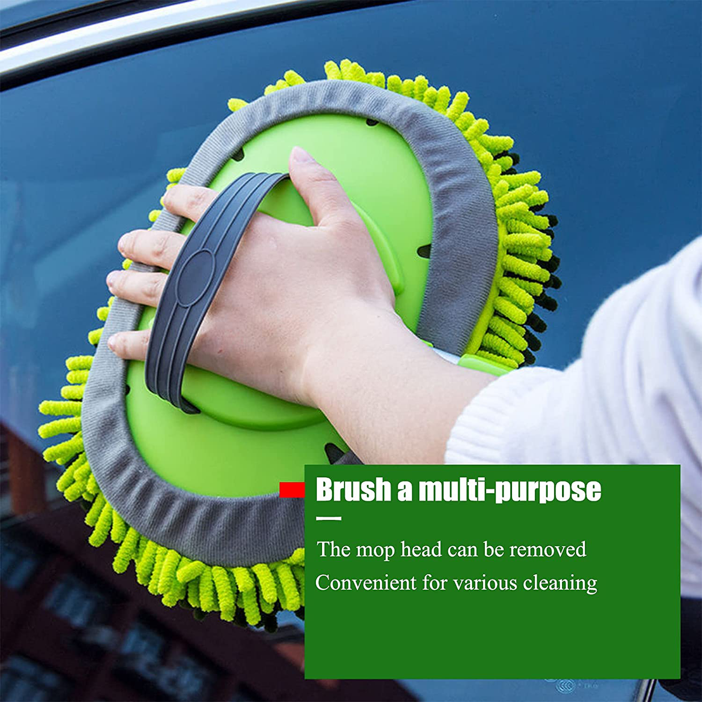 62" Car Wash Mop Kit, Car Wash Brush with Long Handle Stainless Steel Pole, Car Wash Kit Car Detailing Kit Car Wash Mop Mitt Car Cleaning Supplies Kit for RV Cars SUV Trucks and Bus (Green)