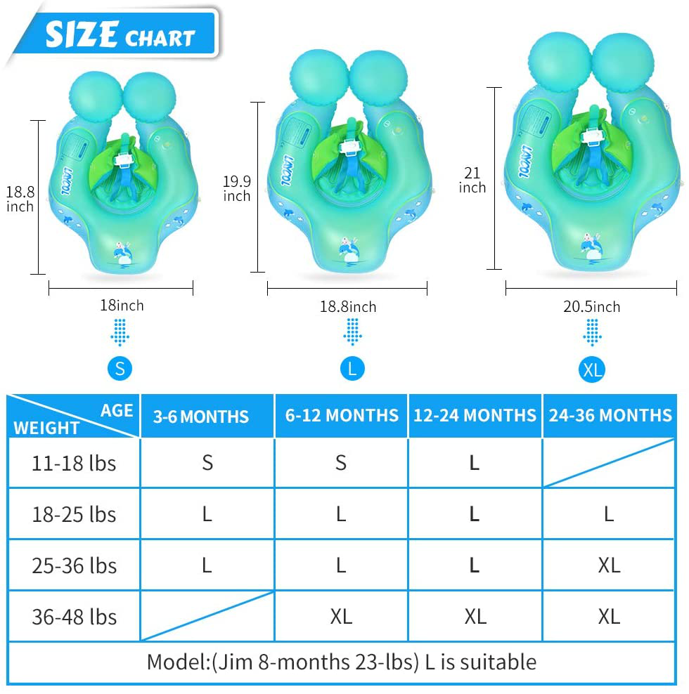 LAYCOL Baby Swimming Pool Float with Removable UPF 50+ UV Sun Protection Canopy,Toddler Inflatable Pool Float for Age of 3-36 Months,Swimming Trainer (Blue, S)