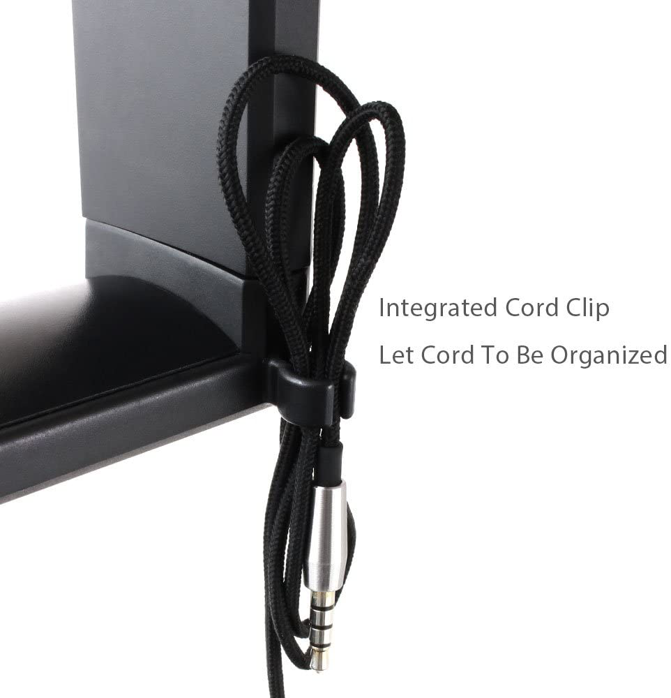 PC Gaming Headset Headphone Hook Holder Hanger Mount, Headphones Stand with Adjustable & Rotating Arm Clamp , Under Desk Design , Universal Fit , Built in Cable Clip Organizer EURPMASK