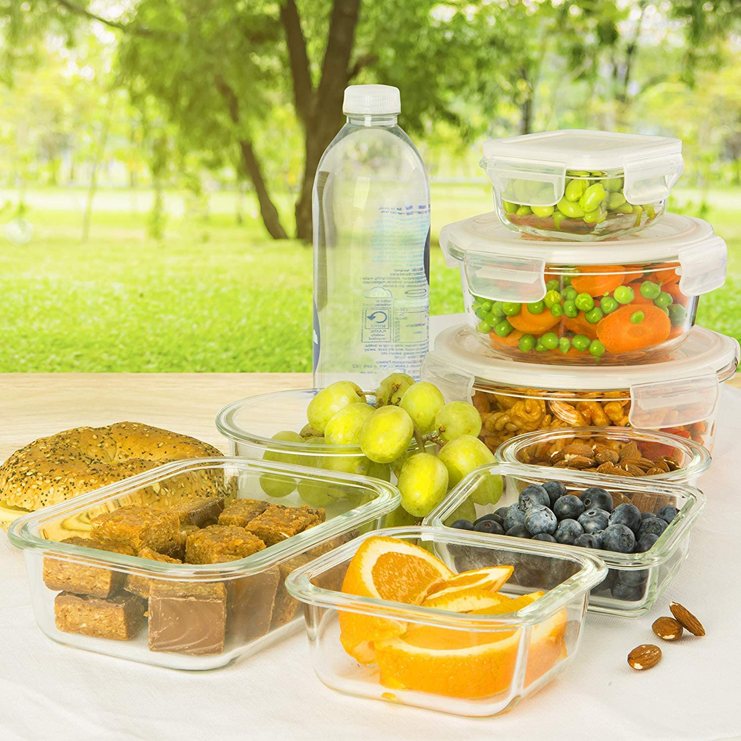 Prep Naturals Glass Storage Containers with Lids (13-Pack) - Glass Food Storage Containers Airtight