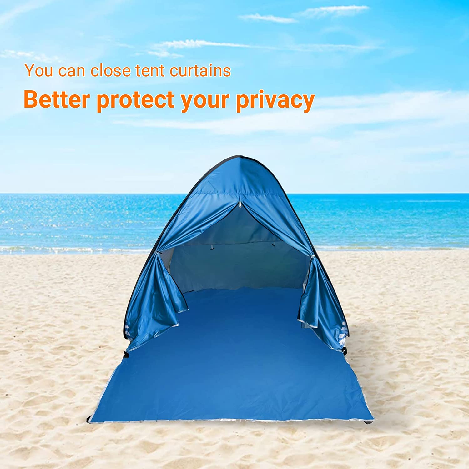 Pop up Shade Tent for Beach Sun Shelter Tents anti UV Instant Easy Outdoor 1-2 Person for Family Blue 59" X 64.8" X 43.3"/150*165*110Cm