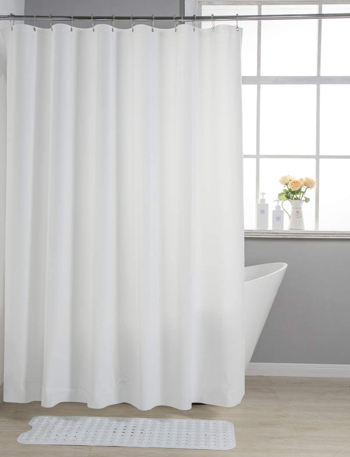 AmazerBath Lightweight Shower Curtain Liner, 72x72 Inches PEVA 3G Shower Curtain Liner with Magnets and 12 Grommet Holes, Waterproof Thin Plastic Liners-Clear
