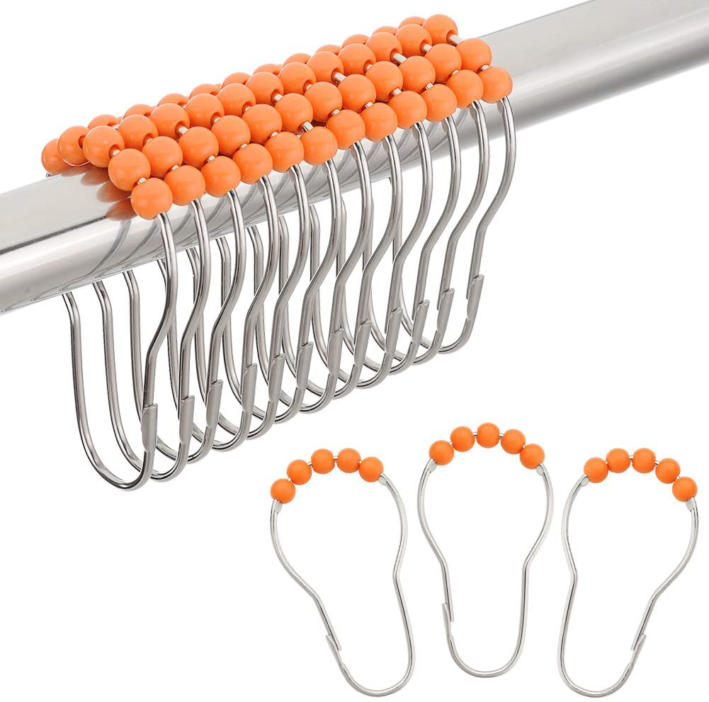 Amazer Shower Curtain Hooks Rings, Stainless Steel Shower Curtain Rings and Hooks for Bathroom Shower Rods Curtains-Set of 12