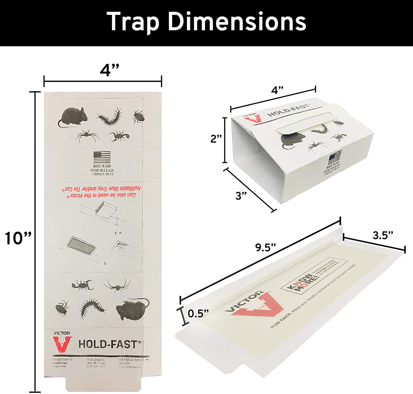 Victor M309 72 Pack Insect & Mouse Glue Board, White