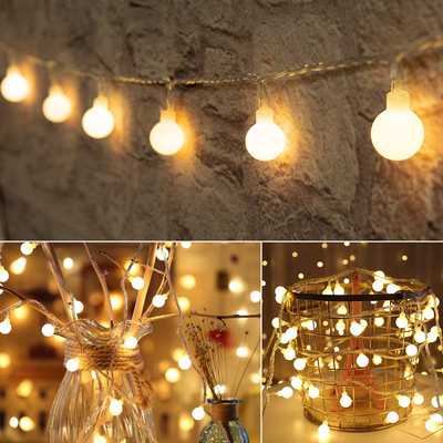 Mini Globe String Lights, 66 Ft. 200 LED Fairy String Lights Plug in, 8 Modes with Remote, Decor for Indoor Outdoor Party Wedding Christmas Tree Garden, Warm White