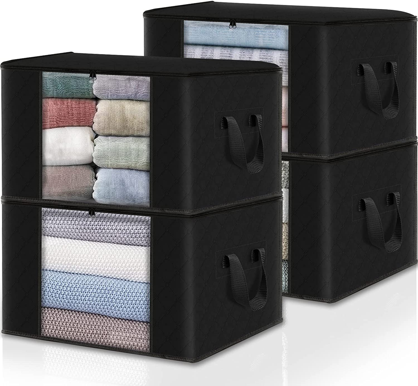 3-Pack Clothes Storage,Foldable Blanket Storage Bags,Storage Containers for Organizing, Clothing, Bedroom, Comforter, Closet, Dorm, Sweater, Quilts, Organizer