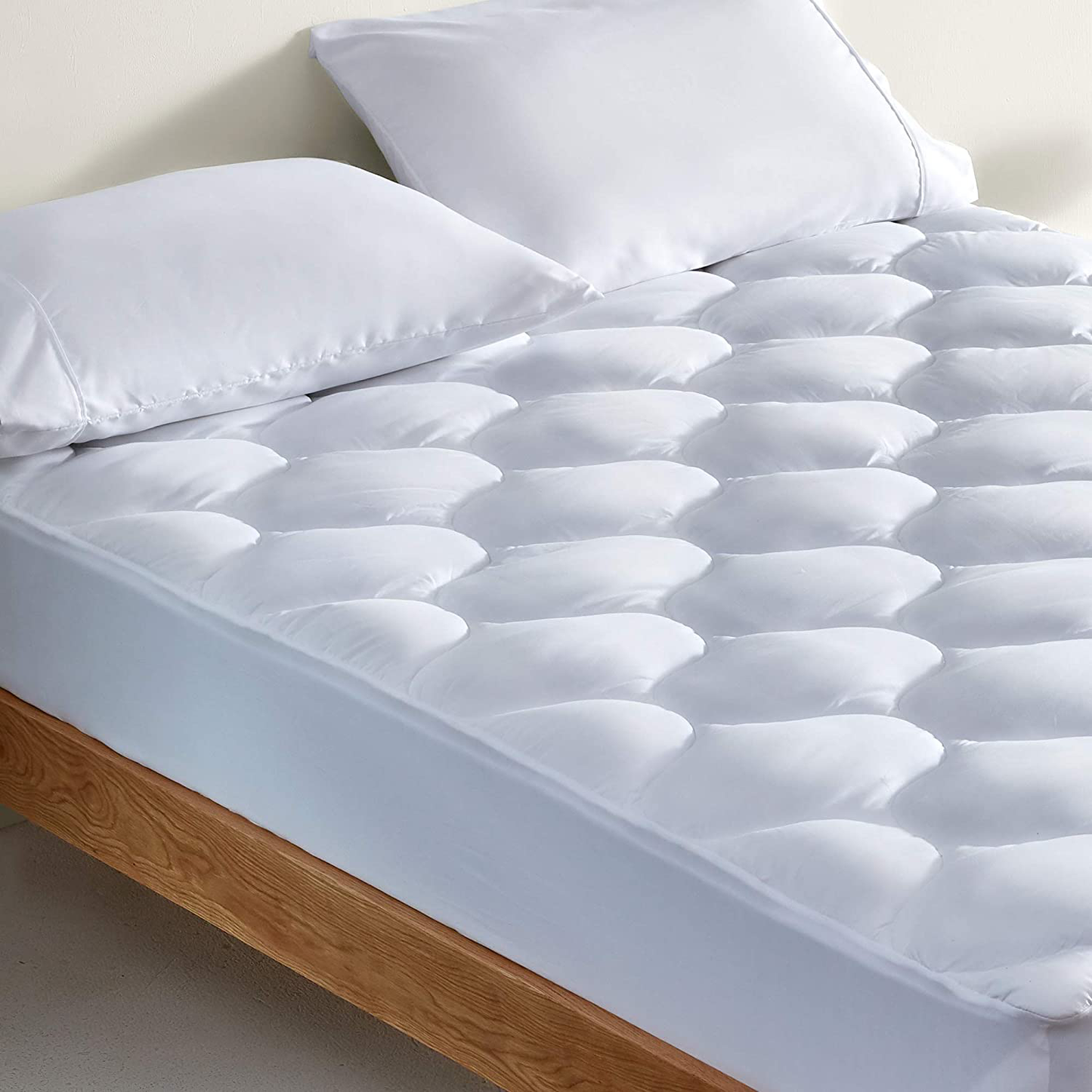 SLEEP ZONE Quilted Mattress Pad Cover - Extra Thick Soft Fluffy Bedding Topper Pillow Top Upto 21 inch Deep Pocket, White, King