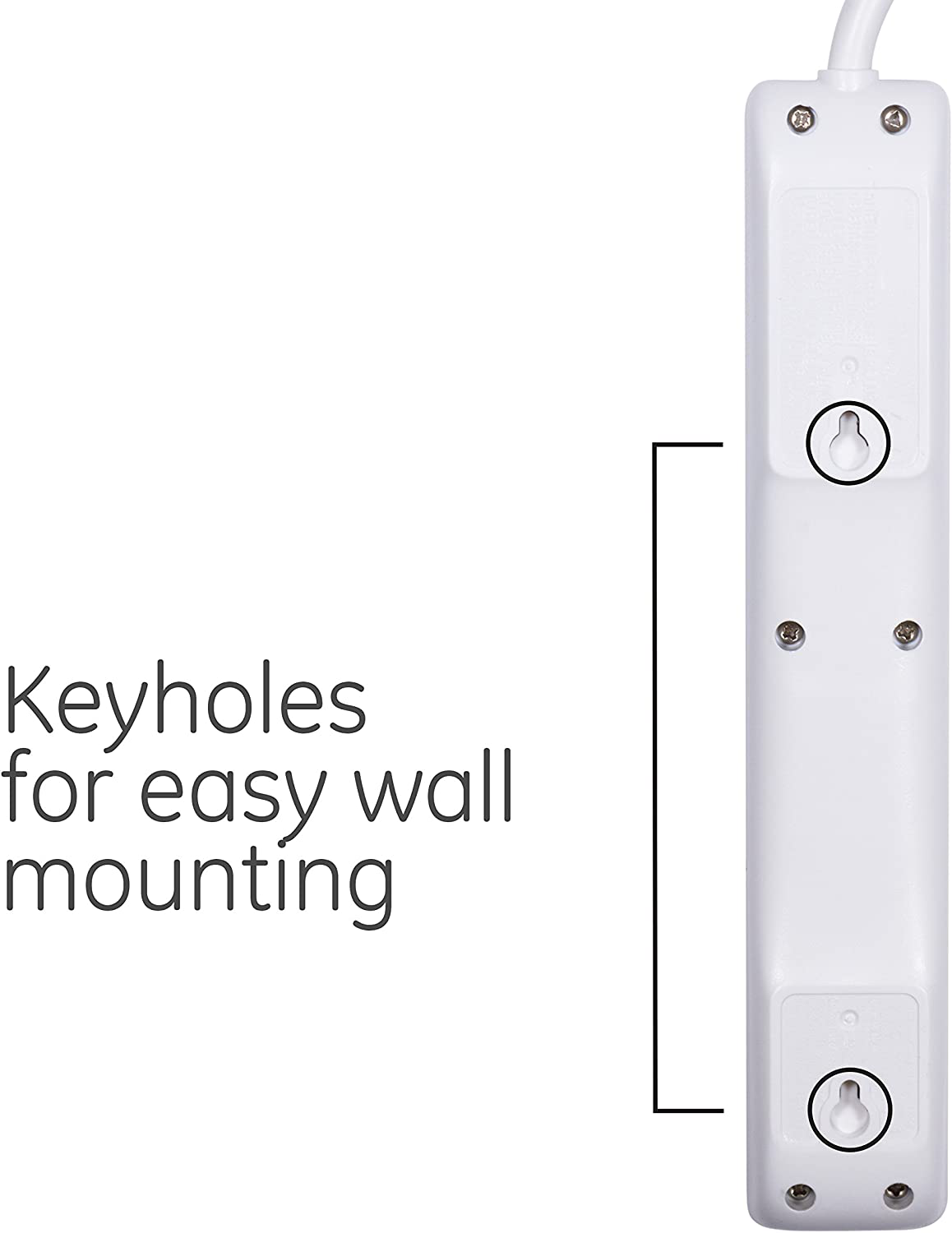 GE, White, 6 Outlet 2 Pack, 2 Ft Cord, Switched Power Strip, Integrated Circuit Breaker, Overload Protection, Wall Mountable, 3 Prong, UL Listed, 14833, Count