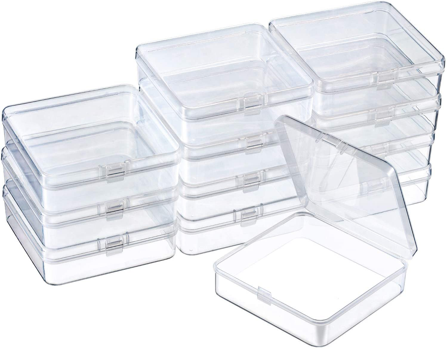 24 Packs Small Clear Plastic Beads Storage Containers Box with Hinged Lid for Storage of Small Items, Crafts, Jewelry, Hardware
