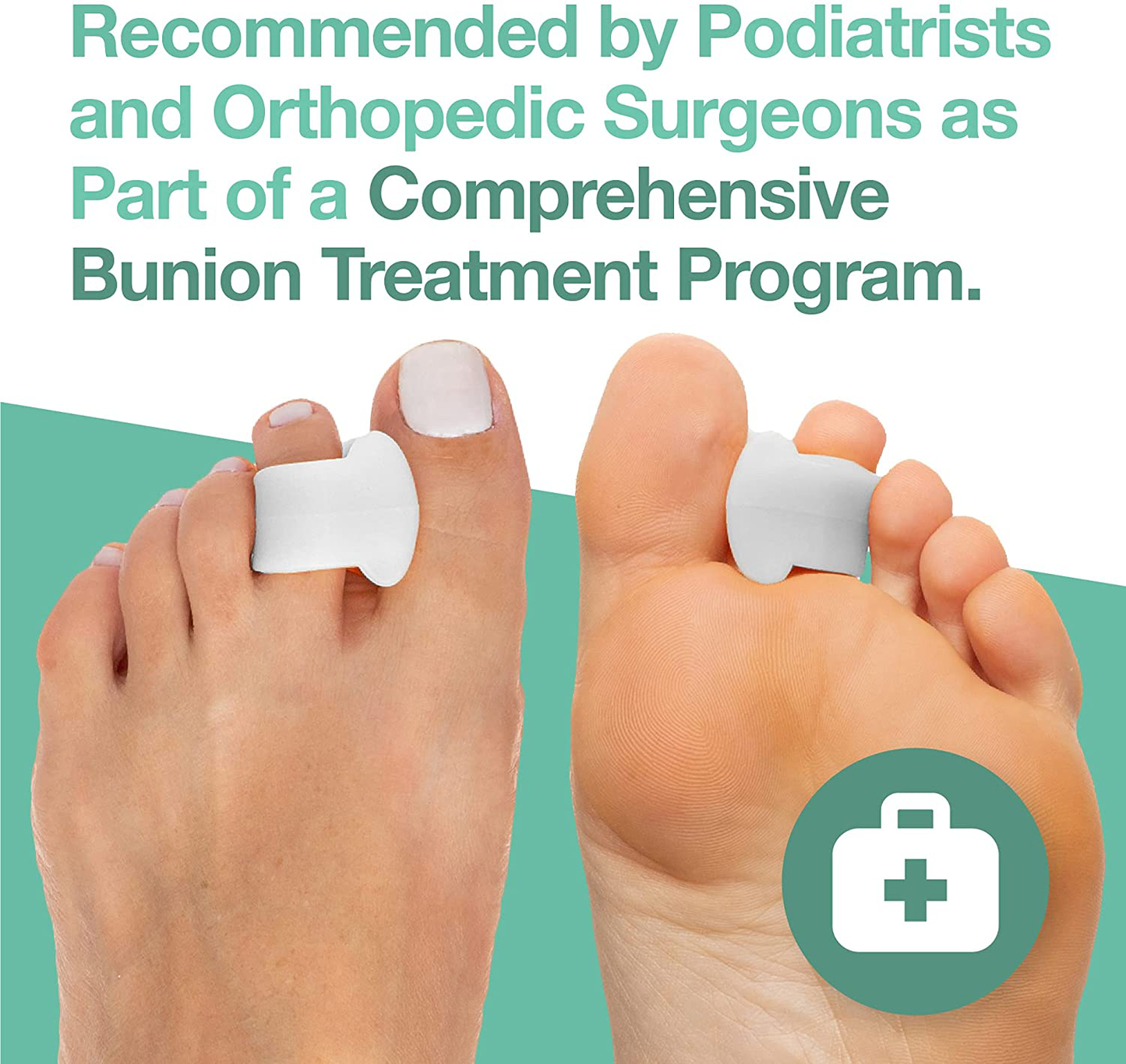 Zentoes Gel Toe Separators for Overlapping Toes, Bunions, Big Toe Alignment, Corrector and Spacer - 4 Pack (White)