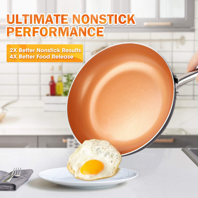 MICHELANGELO Frying Pan with Lid, Nonstick 8 Inch Frying Pan with Ceramic Titanium Coating, Copper Frying Pan with Lid, Small Frying Pan 8 Inch, Nonstick Frying Pans, Small Copper Skillet - 8 Inch