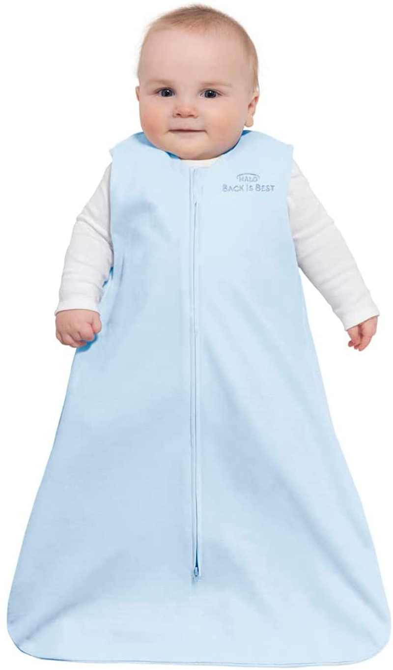 HALO Sleepsack 100% Cotton Wearable Blanket, TOG 0.5, Baby Blue, X-Large
