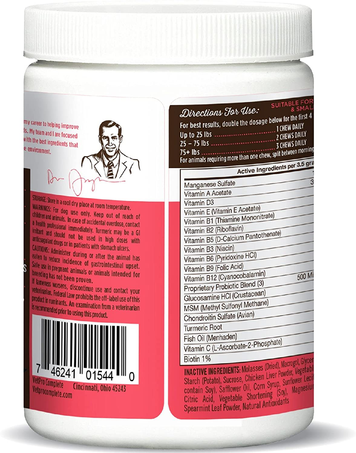 VetPro Dog Vitamins and Supplements - Glucosamine for Hip and Joint Health, Immune System Support, Allergy Meds