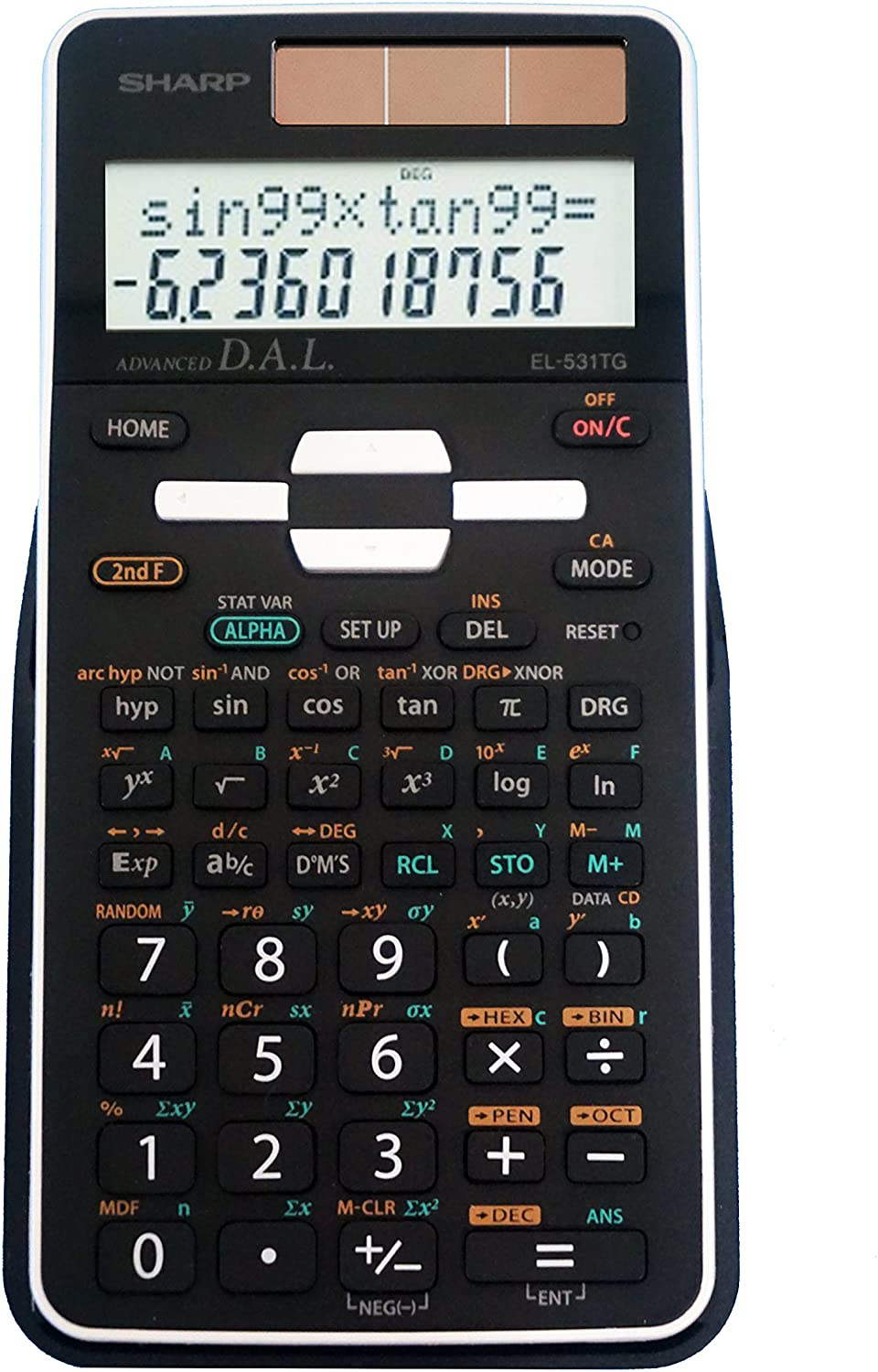 Sharp EL-531TGBBW 12-Digit Scientific/Engineering Calculator with Protective Hard Cover, Battery and Solar Hybrid Powered LCD Display, Great for Students and Professionals, Black,Black and White