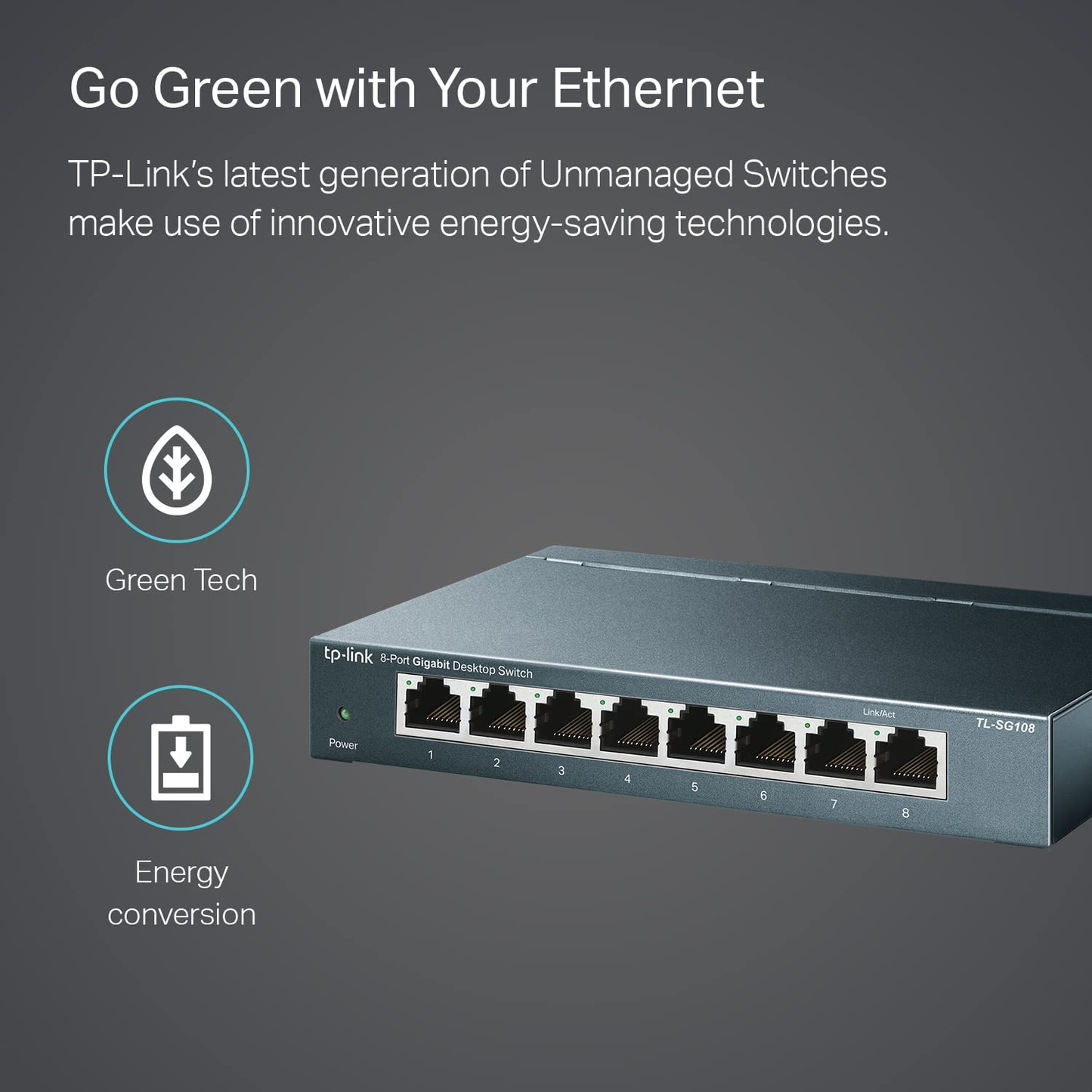 Tp-Link TL-SG108 | 8 Port Gigabit Unmanaged Ethernet Network Switch, Ethernet Splitter | Plug & Play | Fanless Metal Design | Shielded Ports | Traffic Optimization | Limited Lifetime Protection