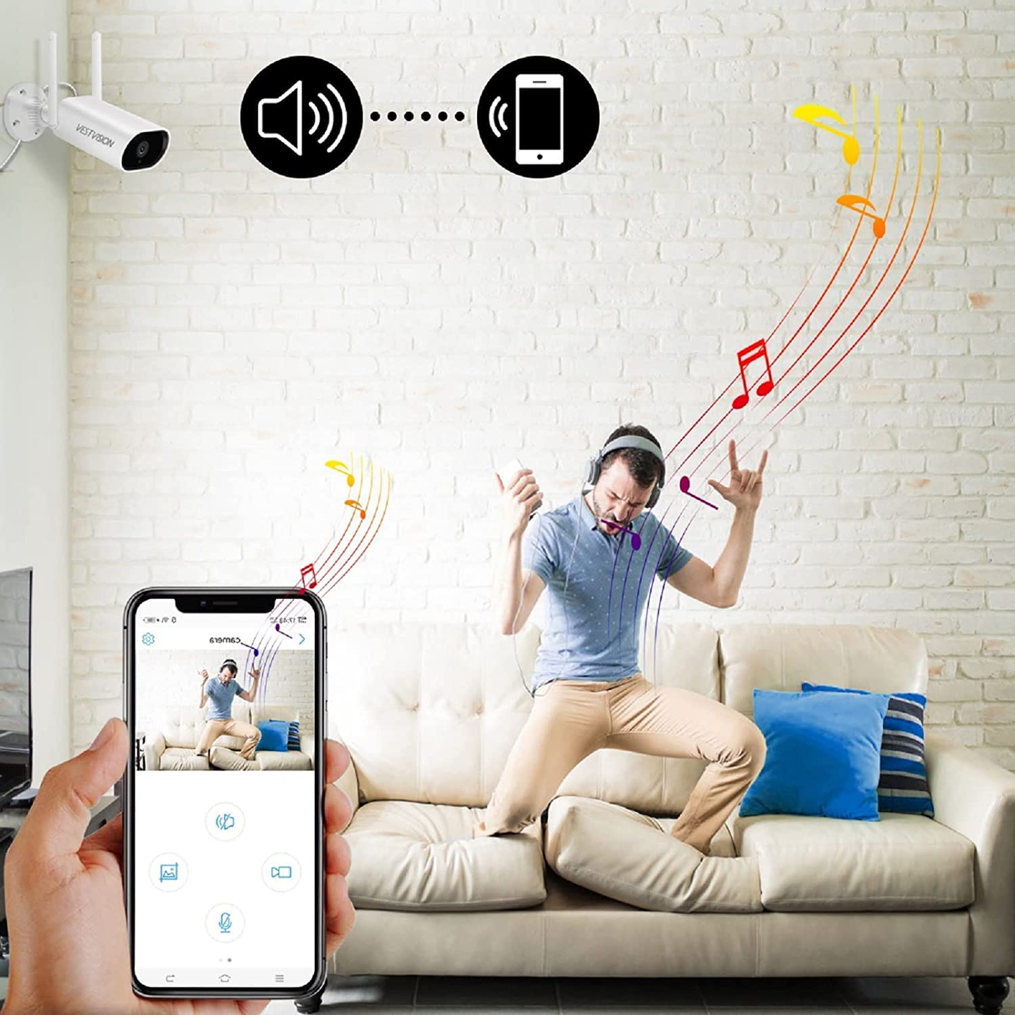 Outdoor Security Cameras FHD 1080P, Night Vision Security Cameras Wireless Outdoor, IP66 Weatherproof for Outdoor Indoor Motion Detection Wireless Cameras for Home Security, 2-Way Audio, 2.4G Wifi
