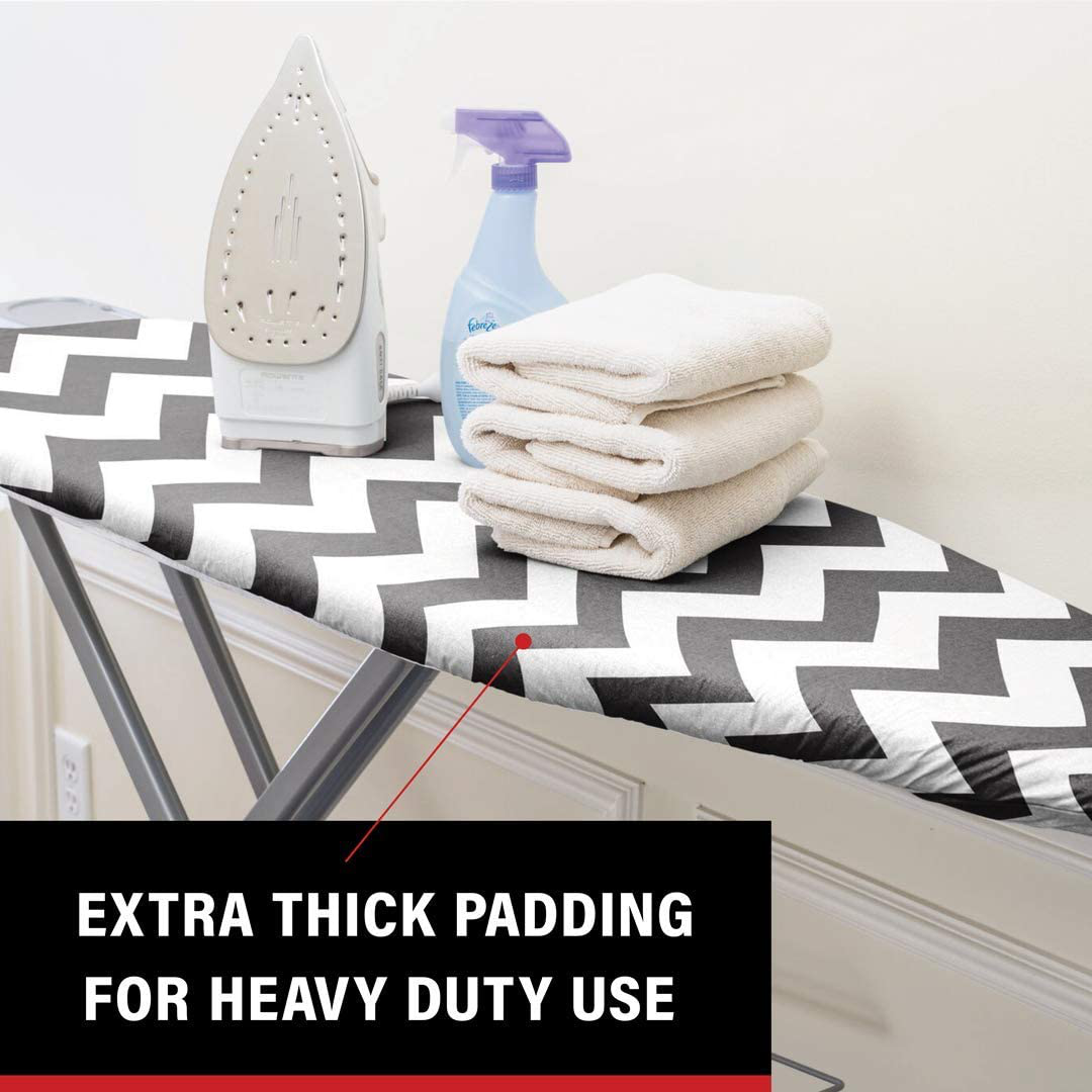 Epica Silicone Coated Ironing Board Cover- Resists Scorching and Staining - 15" x54 (Grey and White Stripe)