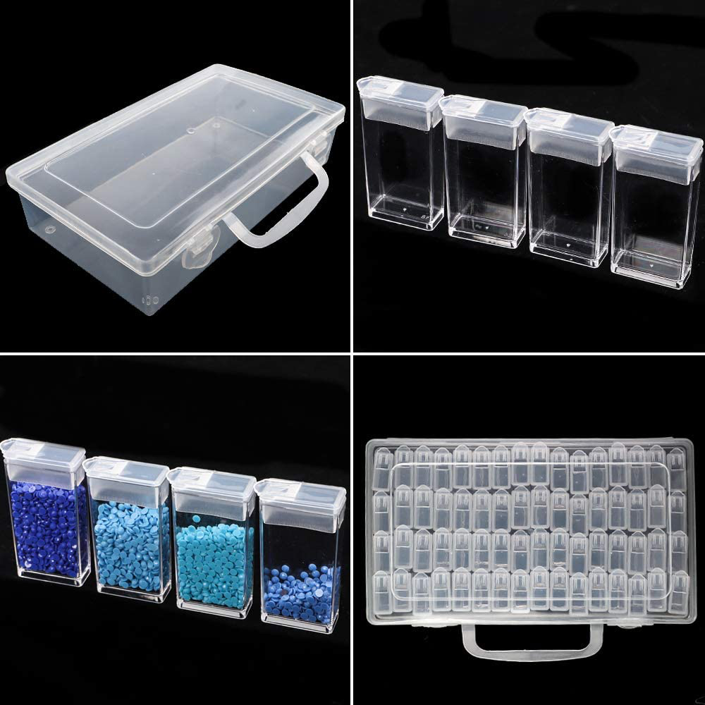 Diamond Painting Box Storage Containers Diamond Art DIY Accessories with Funnel Plate 200pcs Label Stickers for Beads Seeds Crafts