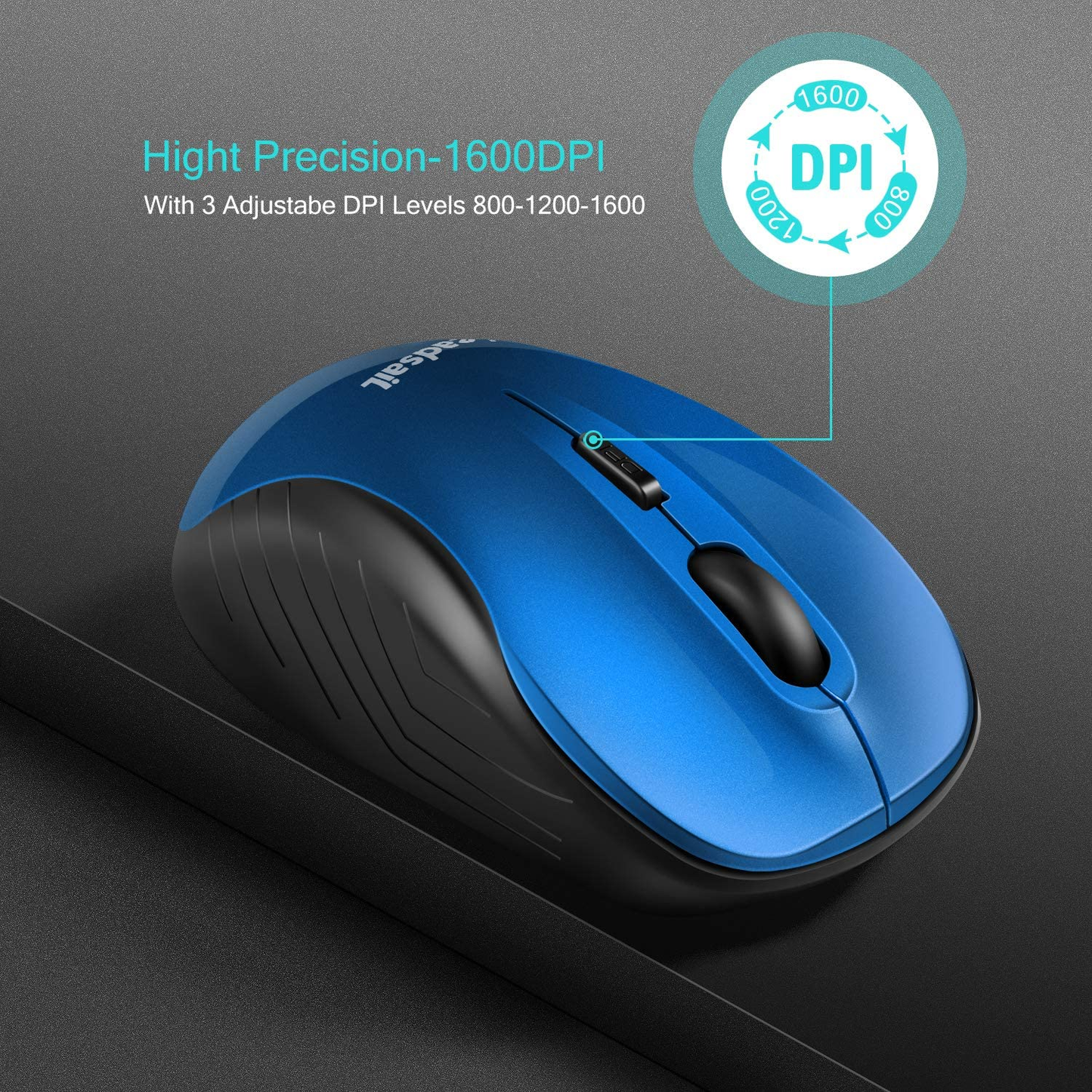 Wireless Mouse Silent 2.4G USB Computer Mouse Compact Optical Cordless Mouse Mini Quiet Wireless Mice, Noiseless, 4 Buttons, 3 Adjustable DPI Mobile Mouse for Pc/Laptop/ Windows/Mac/Linux