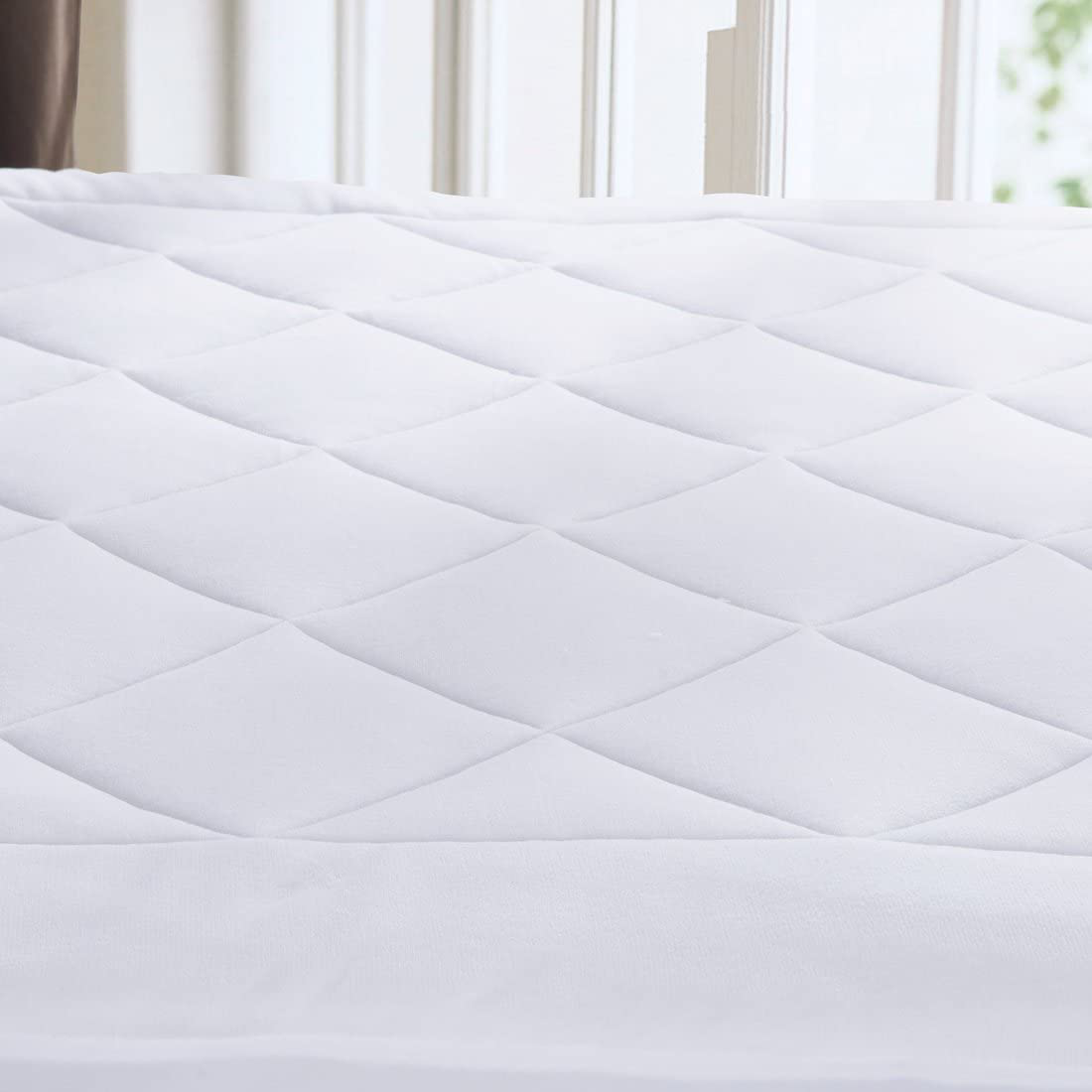 PUREDOWN Coral Fleece Down Alternative Mattress Pad/Topper, White, Full