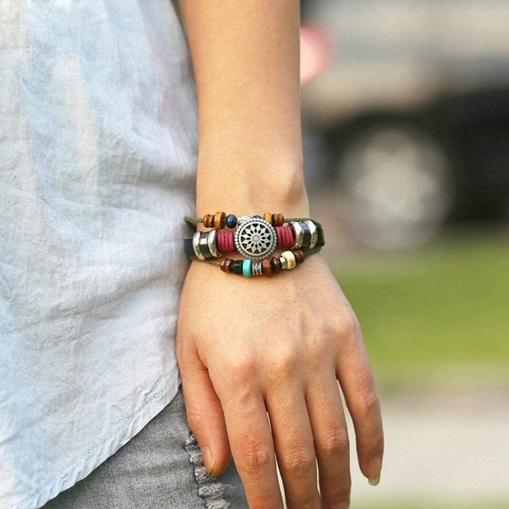 Vintage Bohemia Beaded Bracelet, Multilayer Hand Woven Wristbands, Hemp Cords Wrap Bracelet Jewelry for Men and Women