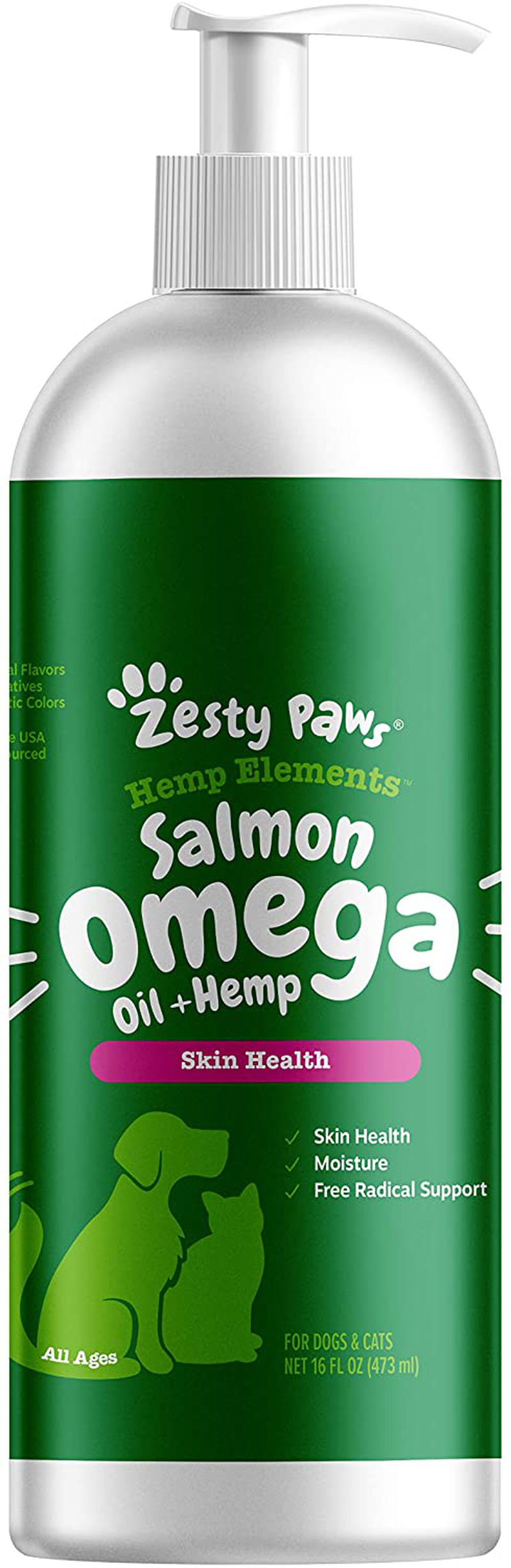Zesty Paws Pure Wild Alaskan Salmon Oil for Dogs and Cats Supports Joint Function Immune Heart Health Omega 3 Liquid Food Supplement