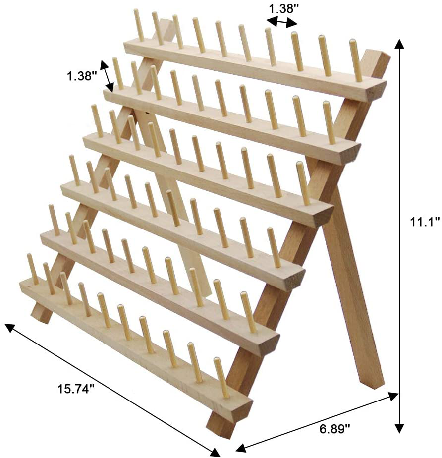 SAND MINE Wooden Thread Rack Sewing and Embroidery Thread Holder, 60 Spools