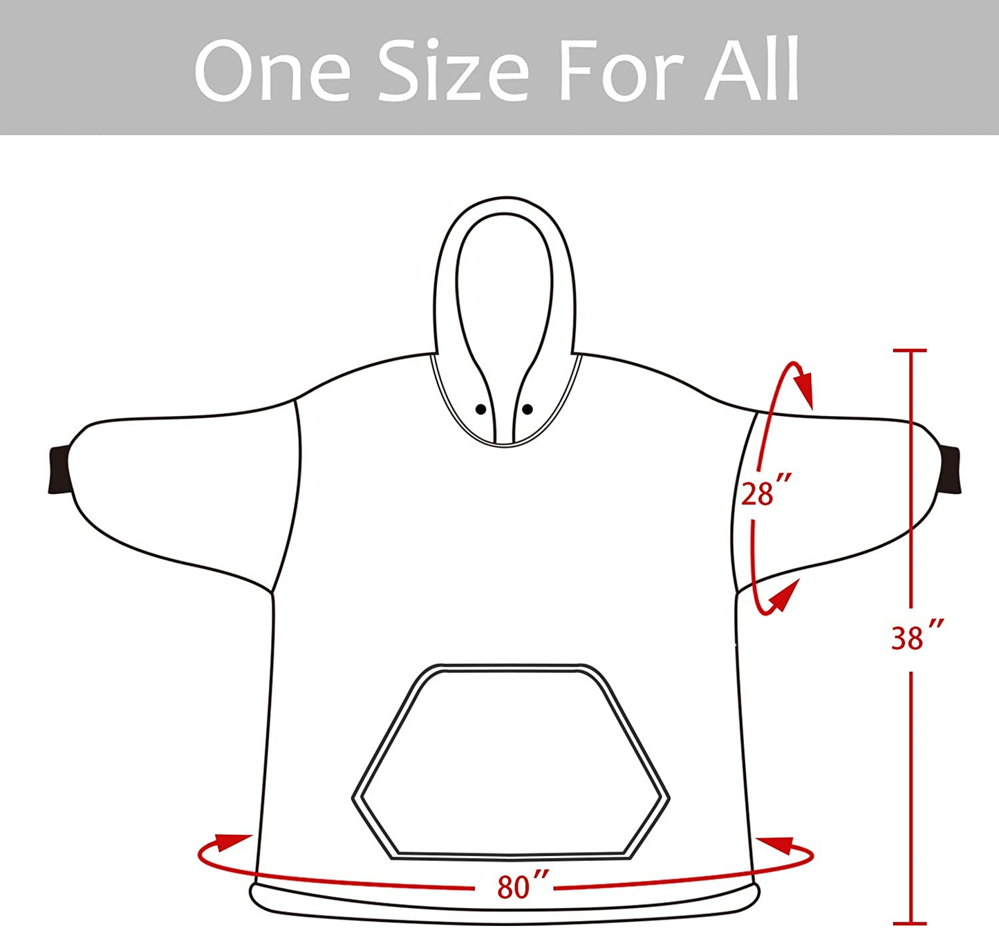 Oversized Wearable Blanket Hoodie Sweatshirt, Comfortable Sherpa Lounging Pullover for Adults